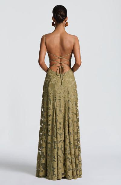 Floral Lace Back Maxi Dress